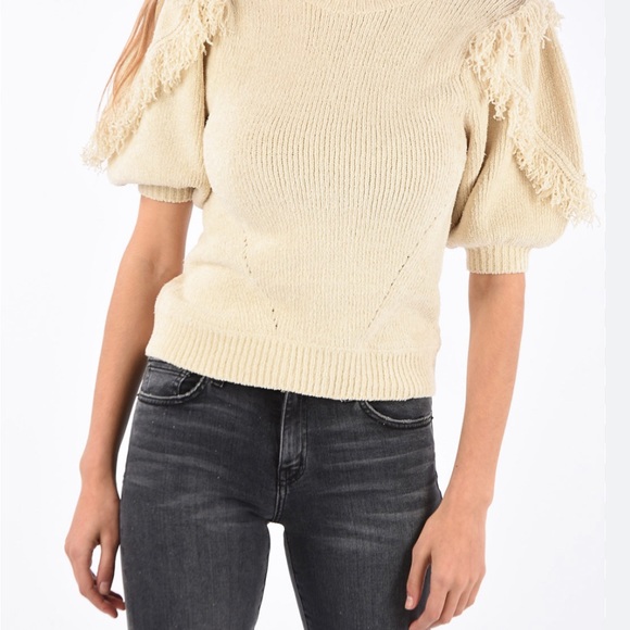 Ulla Johnson Silk Boho Fringe Noor Puff Sleeves Sweater Blouse - Picture 7 of 7